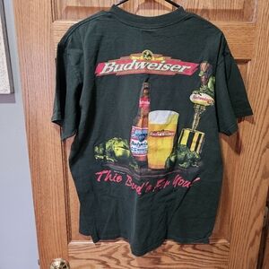 Vintage 1997 Budweiser Frog Mens L graphic T-Shirt  This Bud’s For You L